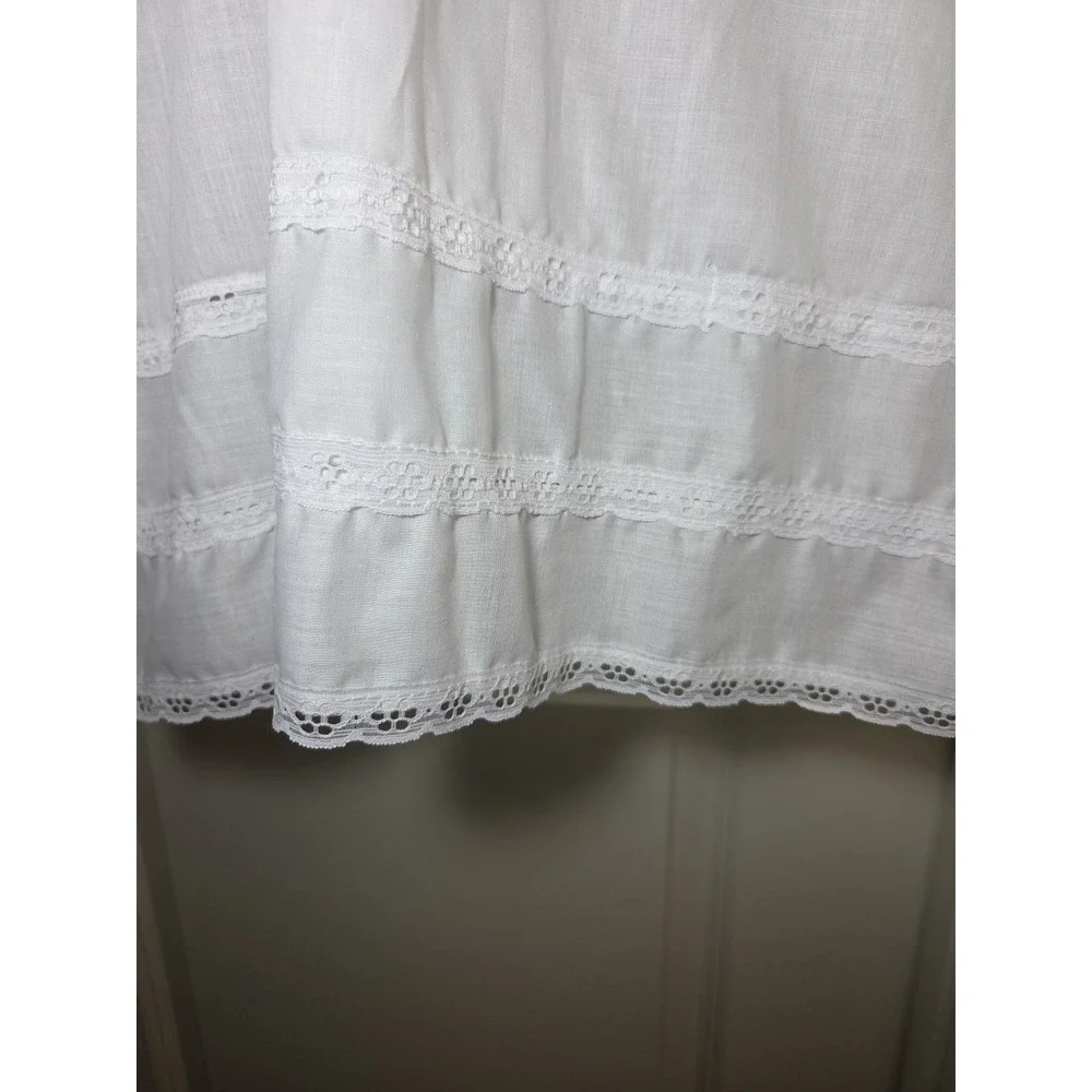 Vtg 1984 White Chemise Slip Dress Cotton Blend Swiss Eyelet Lace Sears Size 36 M